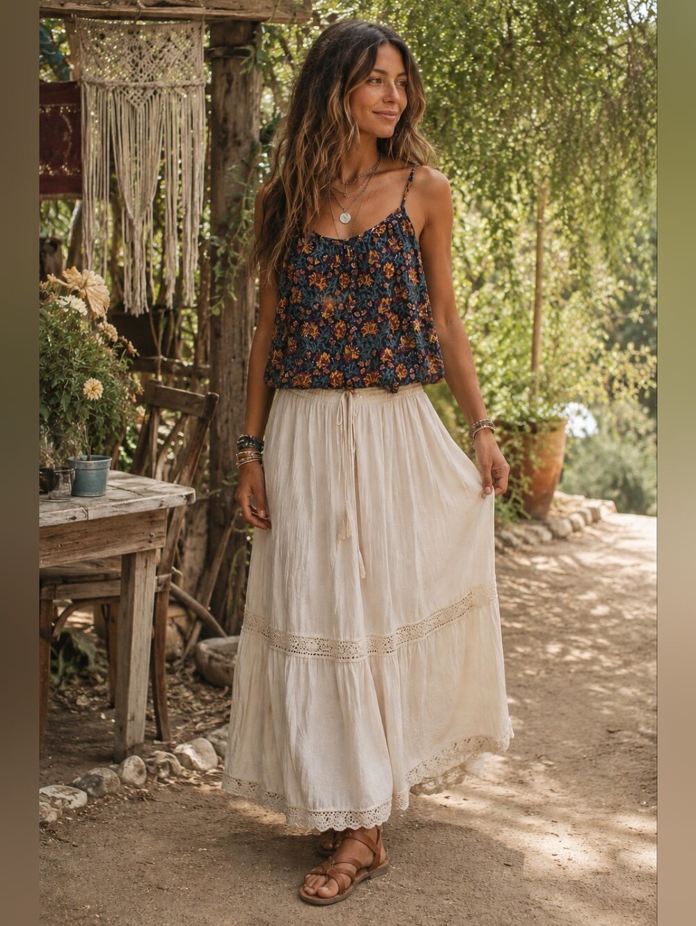 Anokhi 100% Cotton Floral Print Scoop Neck Tank Top Bohemian Artisan Women's XS